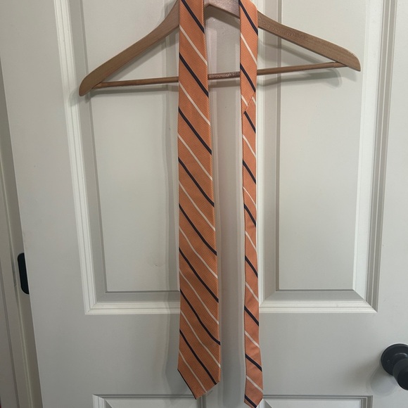 Roundtree & Yorke Orange and blue Striped Tie 3.5 inches wide Collegiate - Picture 1 of 3